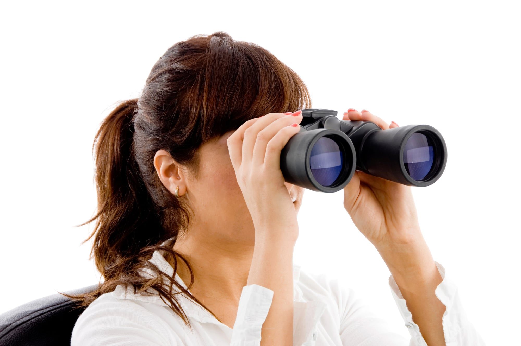 Using binoculars that represent looking deeply into client needs.